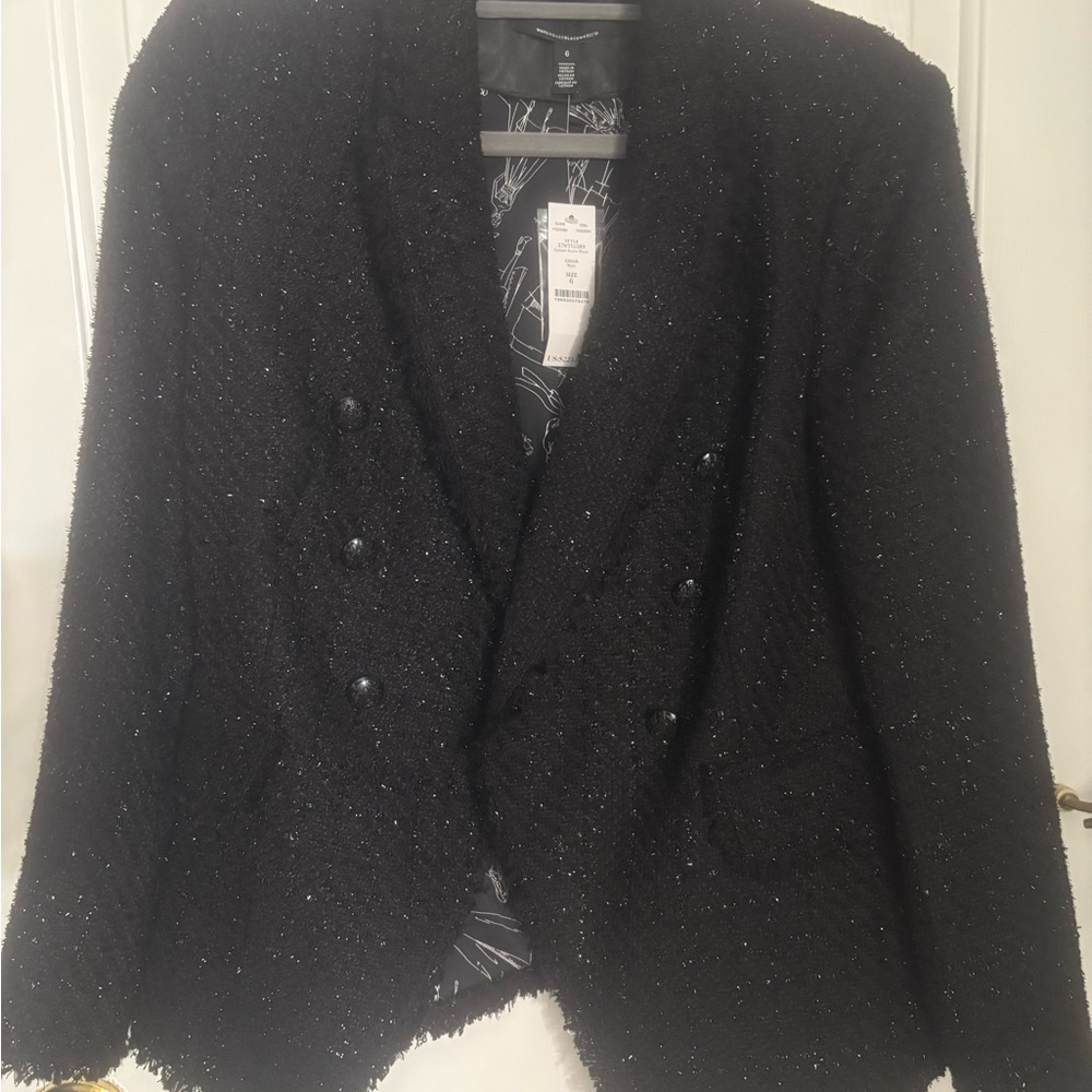 Elegant Women's Black Tweed Blazer
